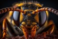 The wasp head. A striking macro shot. Generative AI Royalty Free Stock Photo