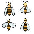 Wasp icons set line color vector Royalty Free Stock Photo