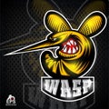 Wasp insect in profile with bared teeth logo