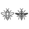 Wasp line and solid icon, Insects concept, bee sign on white background, Wasp insect icon in outline style for mobile