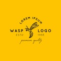 Wasp Logo Design template in a minimalistic linear style. Vector Bee Icon. Insect emblem for organic products