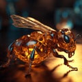 Wasp made of amber and gold. Jewelry figurines of insects.