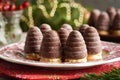 Wasp nests and beehives - traditional Czech no-bake Christmas cookies filled with eggnog cream