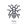 Wasp outline icon. isolated line vector illustration from animals collection. editable thin stroke wasp icon on white background