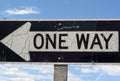 Weathered one way road sign Royalty Free Stock Photo