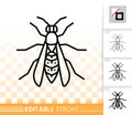 Wasp simple black line insect bug vector icon Royalty Free Stock Photo