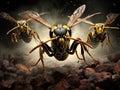 Wasps or Vespa affinis Made With Generative AI illustration