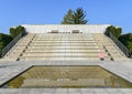 Water basin and steep spectator stand