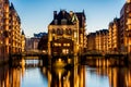 Wasserschloss Speicherstadt Hamburg Germany At Night