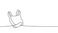 Waste bag one line continuous drawing. Plastic bag continuous one line illustration. Vector minimalist linear