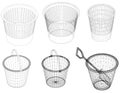Waste Baskets In Black On A White Background Isolated