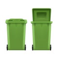 Waste bin set, green plastic street can