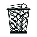 Waste bin with sheets office supply stationery work linear style icon