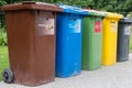 Waste bins differ in color Royalty Free Stock Photo