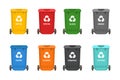 Waste bins for sorting and separating waste for organic, paper, plastic, glass, metal. Separation of garbage Royalty Free Stock Photo