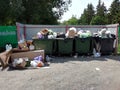 Waste boxes. Bins full of rubbish