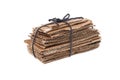 Waste cardboard bundle for recycling isolated on white Royalty Free Stock Photo