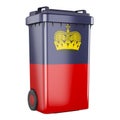 Waste container with Liechtensteiner flag, 3D rendering