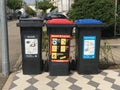 Waste containers for collecting plastic, metal and wood packaging waste for recycling