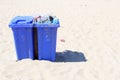 Waste containers at beach, Netherlands Royalty Free Stock Photo