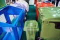 Waste containers at industrial exhibition