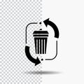 waste, disposal, garbage, management, recycle Glyph Icon on Transparent Background. Black Icon