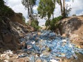 Waste dump of plastic showing environmental destruction and need for recycling Ethiopia