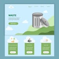 Waste flat landing page website template. Solar irradiance, vulcanism, weather. Web banner with header, content and Royalty Free Stock Photo