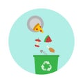 Waste food and trash can .Waste recycling concept