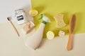 waste-free cleaning, non-toxic cleaning kit, eco-friendly life style, creative flat lay