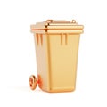 Waste Management Concept. Golden Trash Bin With Wheels. 3d Rendering Royalty Free Stock Photo