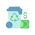 Waste management cost vector flat color icon