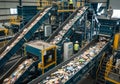 A waste management facility with multiple conveyor belts Royalty Free Stock Photo