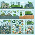 Waste Management Illustrations of different waste recycling and