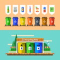 Waste management and recycle concept. Flat vector.
