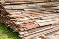 Waste old wood recycle stack for background Royalty Free Stock Photo