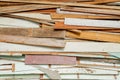 Waste old wood recycle stack for background Royalty Free Stock Photo