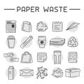 Waste paper icons set