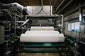 Waste paper recycling plant. Machine for production of paper rolls Royalty Free Stock Photo