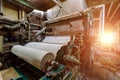 Waste paper recycling plant. Machine for production of paper rolls Royalty Free Stock Photo