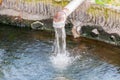 Waste pipe or drainage polluting environment,Drain water,allow to drain into the canal Royalty Free Stock Photo