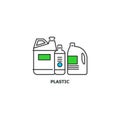 Waste plastic recycle concept icon in line design, vector flat illustration on white background