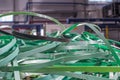 Waste plastic ribbon from automated packaging line Royalty Free Stock Photo