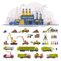 Waste Processing Plant, Industrial Garbage Recycling, Heavy Machinery Vehicles for Garbage Transportation, Separation