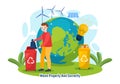 Waste Properly And Correctly Vector Illustration with Demonstration of Correct Garbage Sorting and Proper Disposal in Flat Cartoon