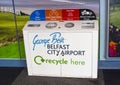 A waste recyling bin at Belfast City Airport