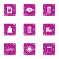 Waste remuneration icons set, grunge style Royalty Free Stock Photo