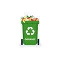 Waste segregation. Sorting garbage by material and type in colored trash cans. Waste utilization and ecology save concept Royalty Free Stock Photo