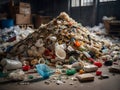 a waste sorting area with a pile of food and household waste Royalty Free Stock Photo