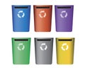 Waste sorting bins isolated on white background for design, vector stock illustration with colored bins or bins for waste as a Royalty Free Stock Photo